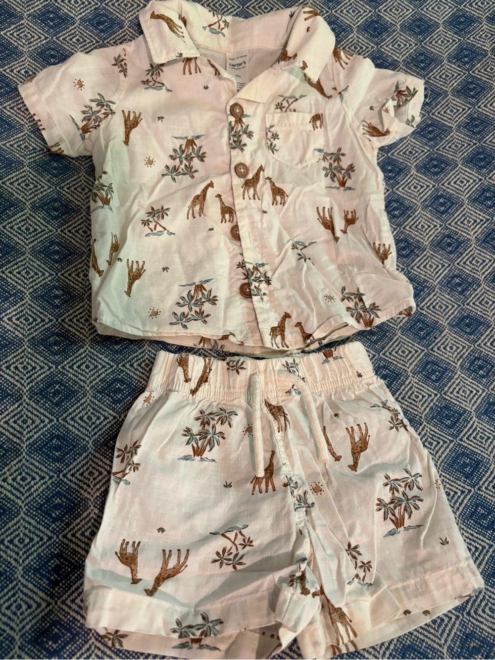 Carter's Pink Giraffe Print Two-Piece Pajama Set